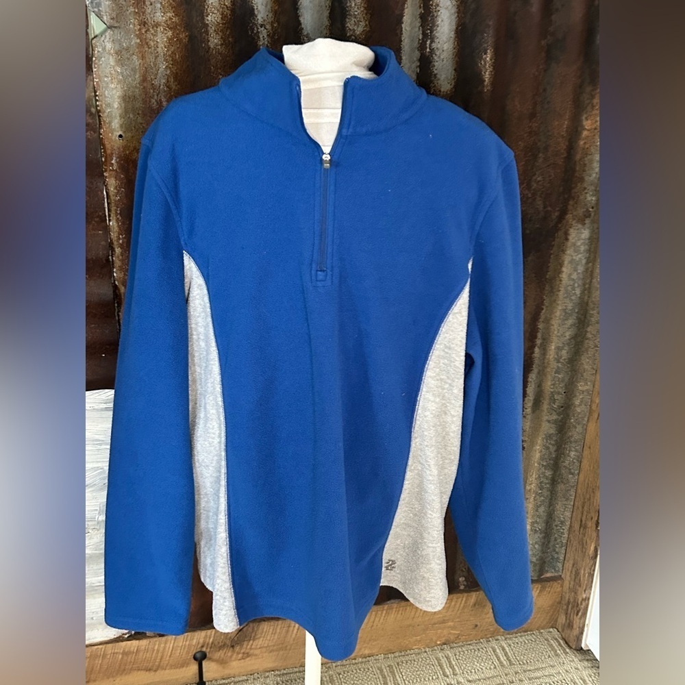 ☀️Izod Blue and Gray Quarter-Zip Fleece Pullover-Size XL